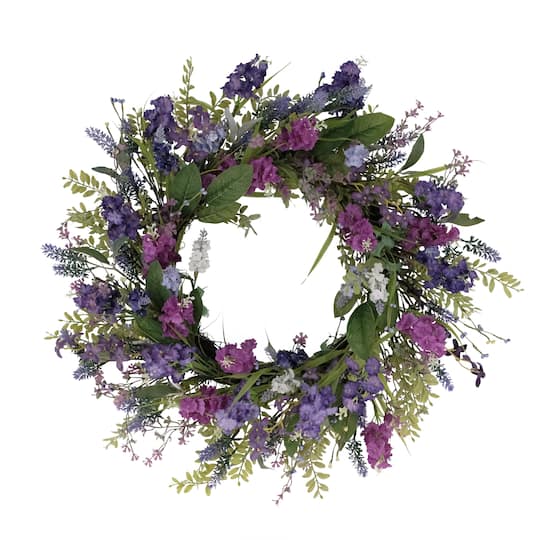6 Pack: 24&#x22; Mixed Lavender Floral Spring Wreath